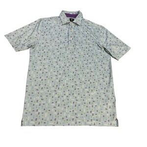 USAG U Suck‎ At Golf Polo Shirt White Mens Medium Performance AOP